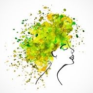 Watercolor silhouette of beautiful women N3
