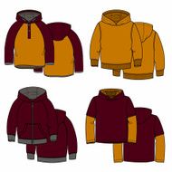 Vinous and mustard hoodies