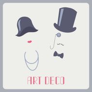 Art deco style lady and gentleman abstract portraits