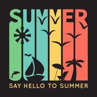 Summer typography with beach icons t-shirt graphics