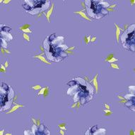 Blue watercolor flowers seamless pattern N3