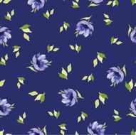Blue watercolor flowers seamless pattern N4