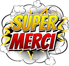 Super Merci - Comic book style word