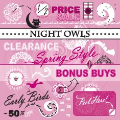 Vector Art Elements Set Women Store Catalog Sale