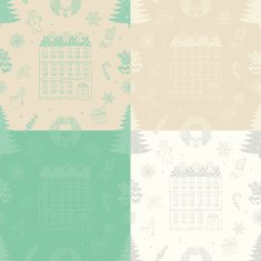 Vector Christmas Subtle Doodles Seamless Background Set N6