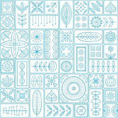 Seamless pattern consisting of tiles with Scandinavian motifs