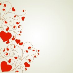 Heart with swirls and hearts ornament a light background