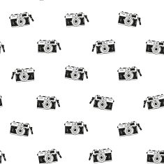Hand drawn seamless pattern with doodle hipster's camera N2