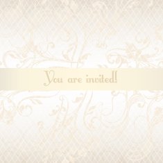 Vector hand drawn wedding invitation design in classic floral st