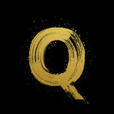 Gold glittering brush hand painted letter Q