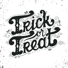 Trick or treat Halloween poster with hand lettering N7
