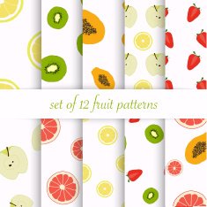 Set of seamless fruit patterns