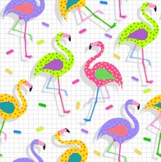 Retro 80s flamingo pattern background