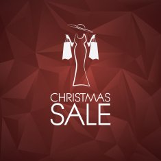 Christmas sale vector background Low poly geometric shapes Elegant woman