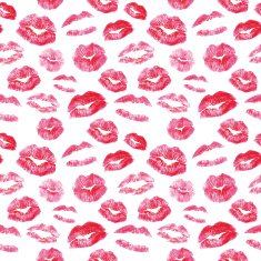 Seamless pattern - red lips kisses prints background N3