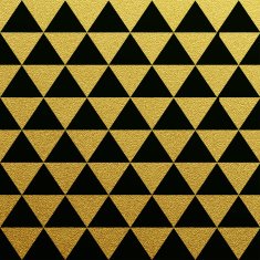 Gold seamless pattern of triangles on black background