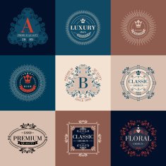 Luxury logo template ornament labels set N3