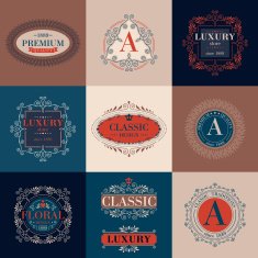 Luxury logo template ornament labels set N4