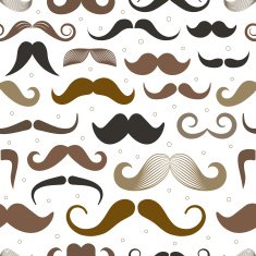 Different retro style moustache seamless pattern