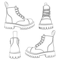 Vector set of drawings with boots