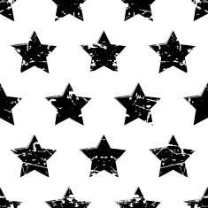 Hand drawn vector seamless pattern black stars on white background N2