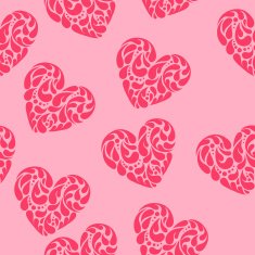 Hand drawn vector illustration - decorative hearts Seamless pattern