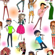 pattern with singing young people