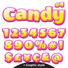 Funny children's candy letters set Numbers and symbols