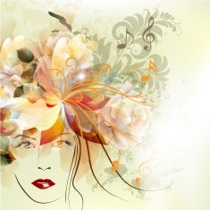 Fashion woman with beautiful face and flowers N2