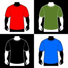 Blank Color T-shirt Men Body Silhouette Vector