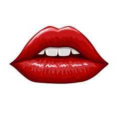 Red lips on white background Hand drawn illustration