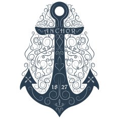 Vintage hand drawn logo flourish anchor Vector illustration