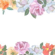 Watercolor greeting card with roses for invitation or wedding N2