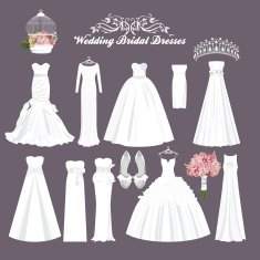 Vector wedding dresses in different styles Fashion bride Dress N2
