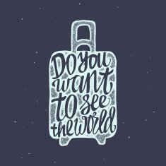 Motivational travel poster with suitcase N2