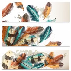 Business cards set with realistic ferns