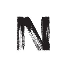 Letter N hand drawn with dry brush