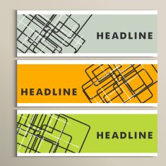 Abstract lines on color background Three banner