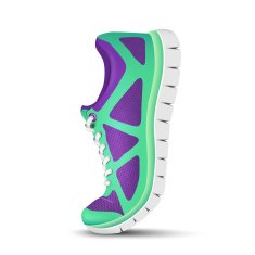 Realistic bright curved sport shoes for running Vector illustration N2