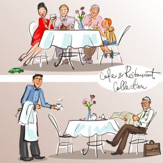 People at cafe and restaurant Colorful version part 1