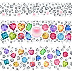 Seamless scattered gems rhinestones isolated on white backgroun