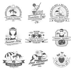 Summer black white labels set