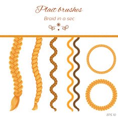 Hair braided isolated on white Seamless braids