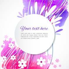 Colorful backgound with watercolor blob flowers lace and leafs
