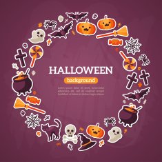Halloween Concept Flat Icons Arrange in the Circle Frame