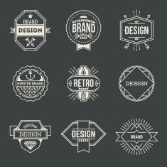 Retro design insignias logotypes set 13 Vector vintage elements