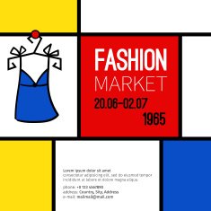 Vector fashion market flyer in the style of sixties