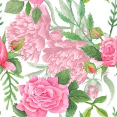 Shabby Chic Watercolor Peony and Rose Pattern