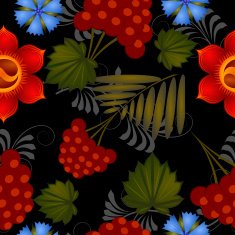 Seamless floral background with elements of Petrikovs painting