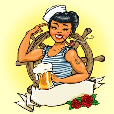 Retro Girl logo design Vector Pin Up Illustration N4